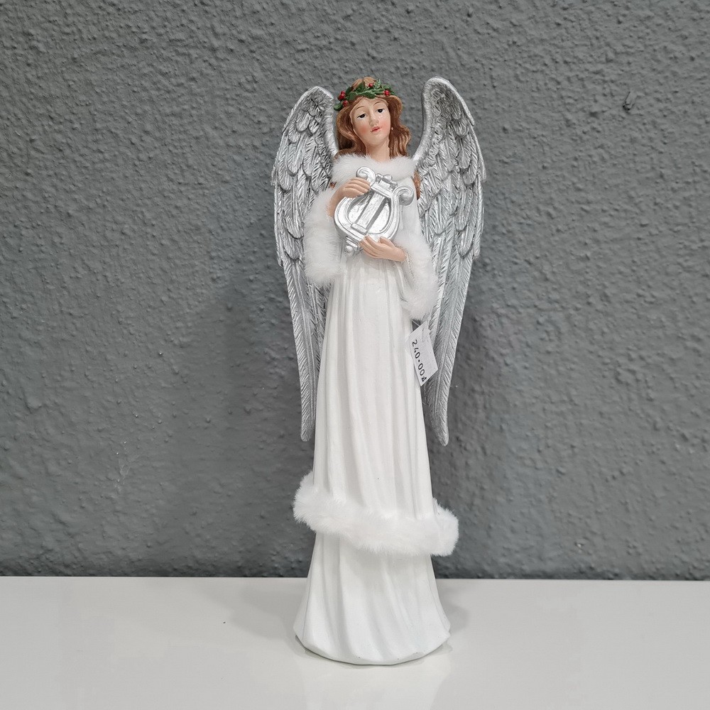 Figurka świąteczna - anioł biało - srebrny 32 cm