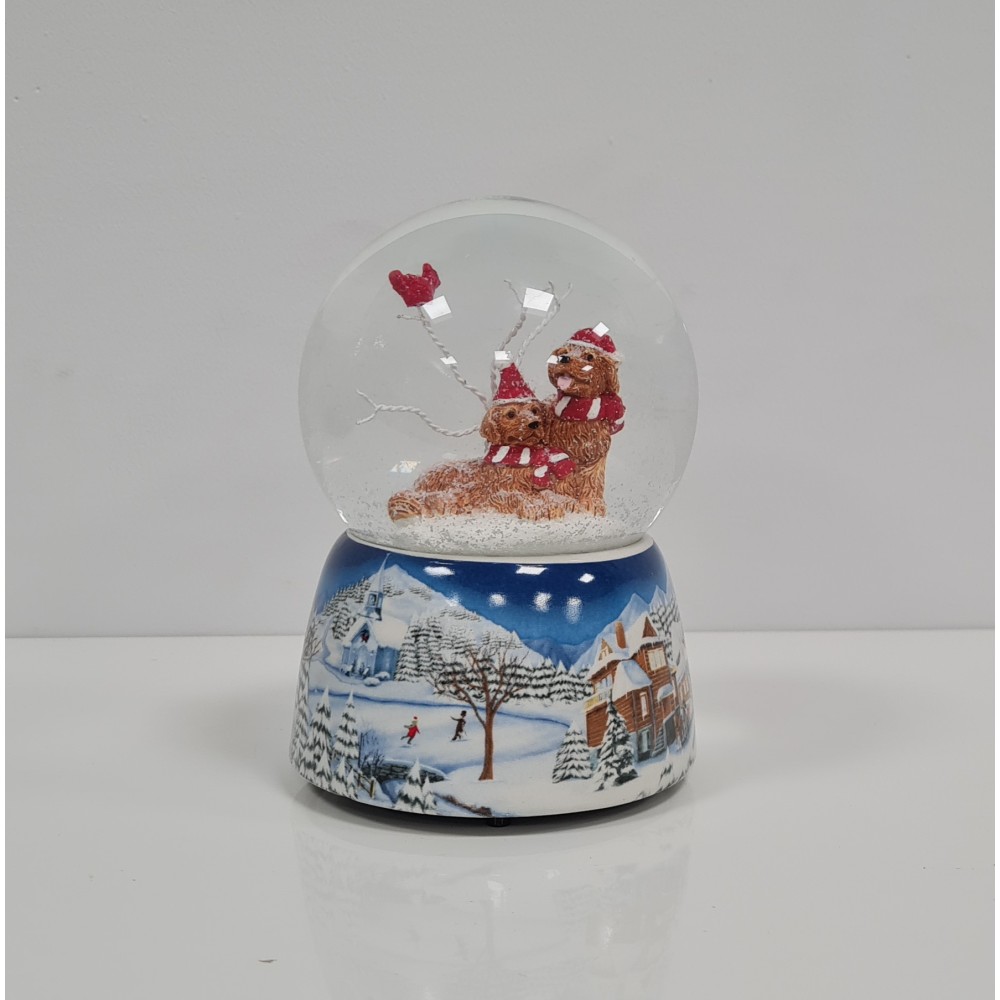 Pozytywka świąteczna - śnieżna kula z pieskami 15 cm